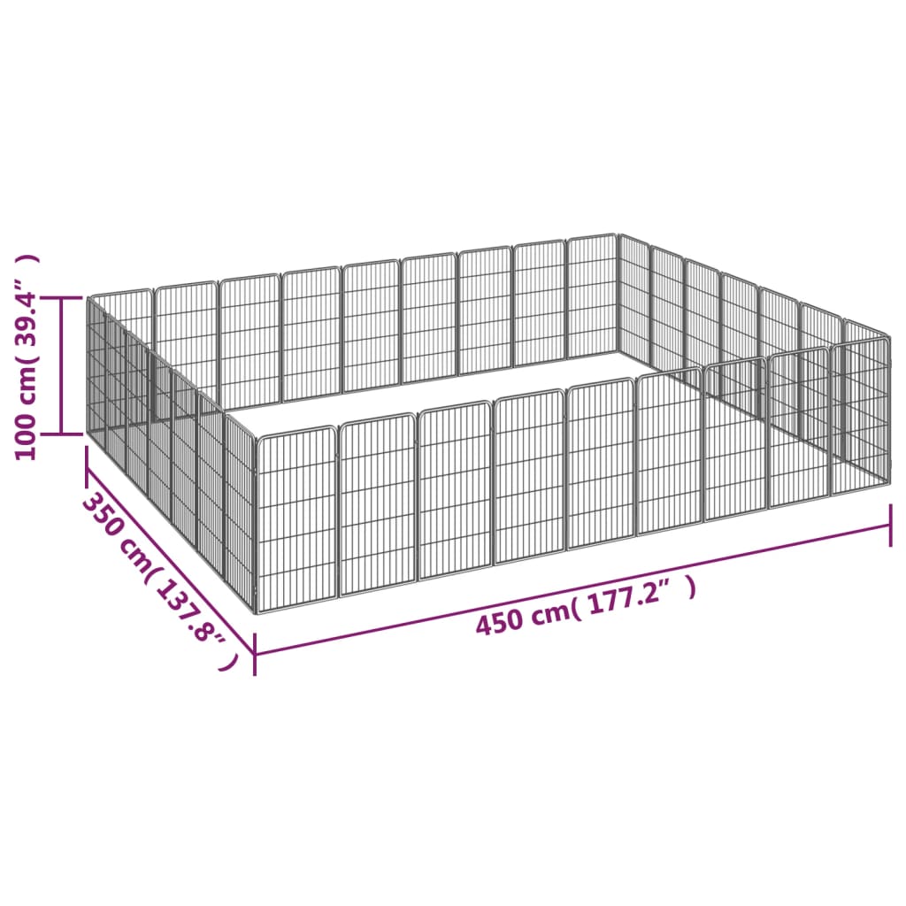 Țarc Câini 32 Panouri Negru 50X100 Cm Oțel Vopsit Electrostatic