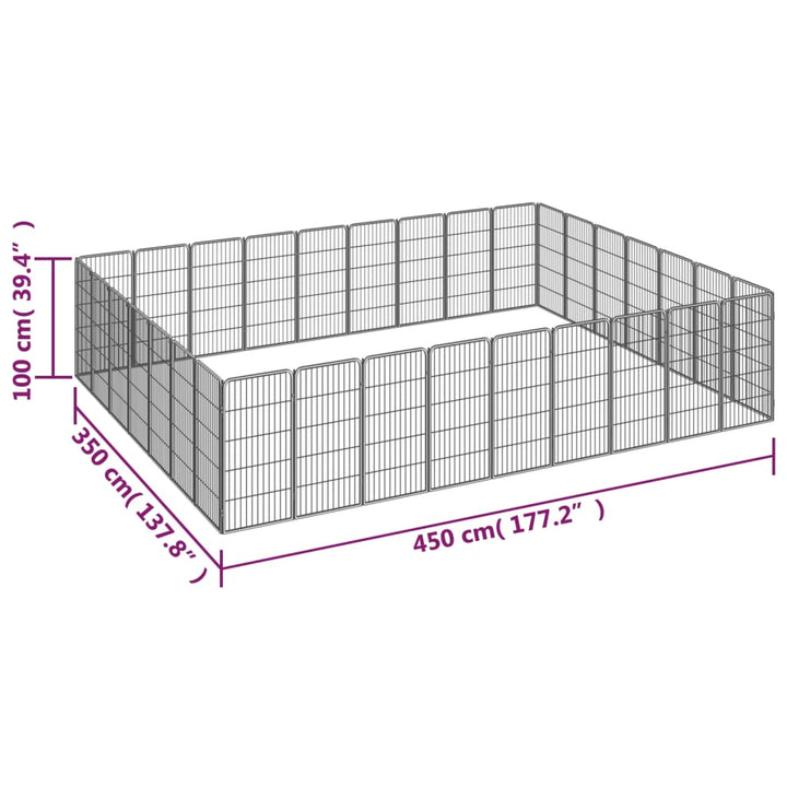 Țarc Câini 32 Panouri Negru 50X100 Cm Oțel Vopsit Electrostatic
