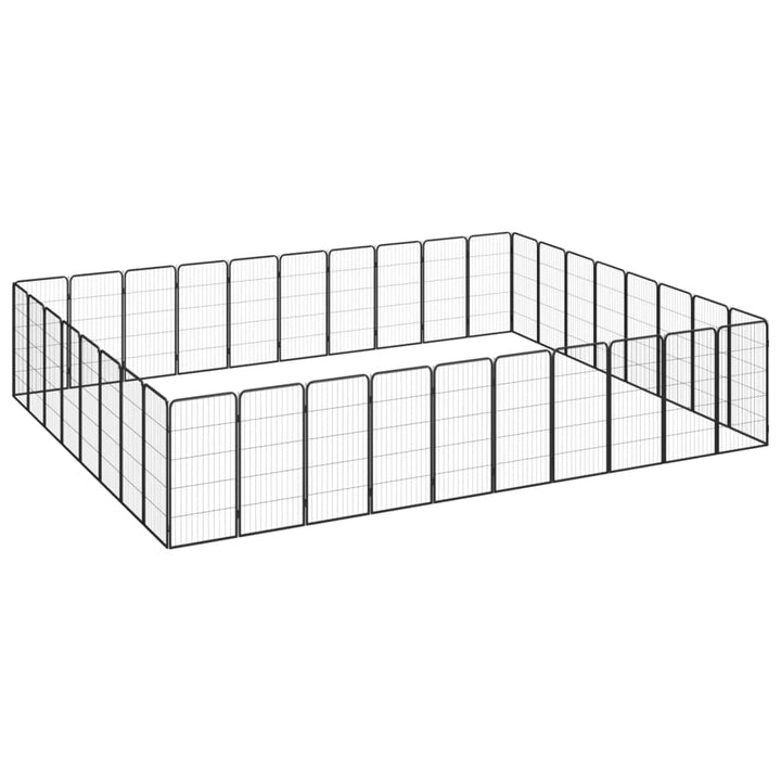 Țarc Câini 32 Panouri Negru 50X100 Cm Oțel Vopsit Electrostatic