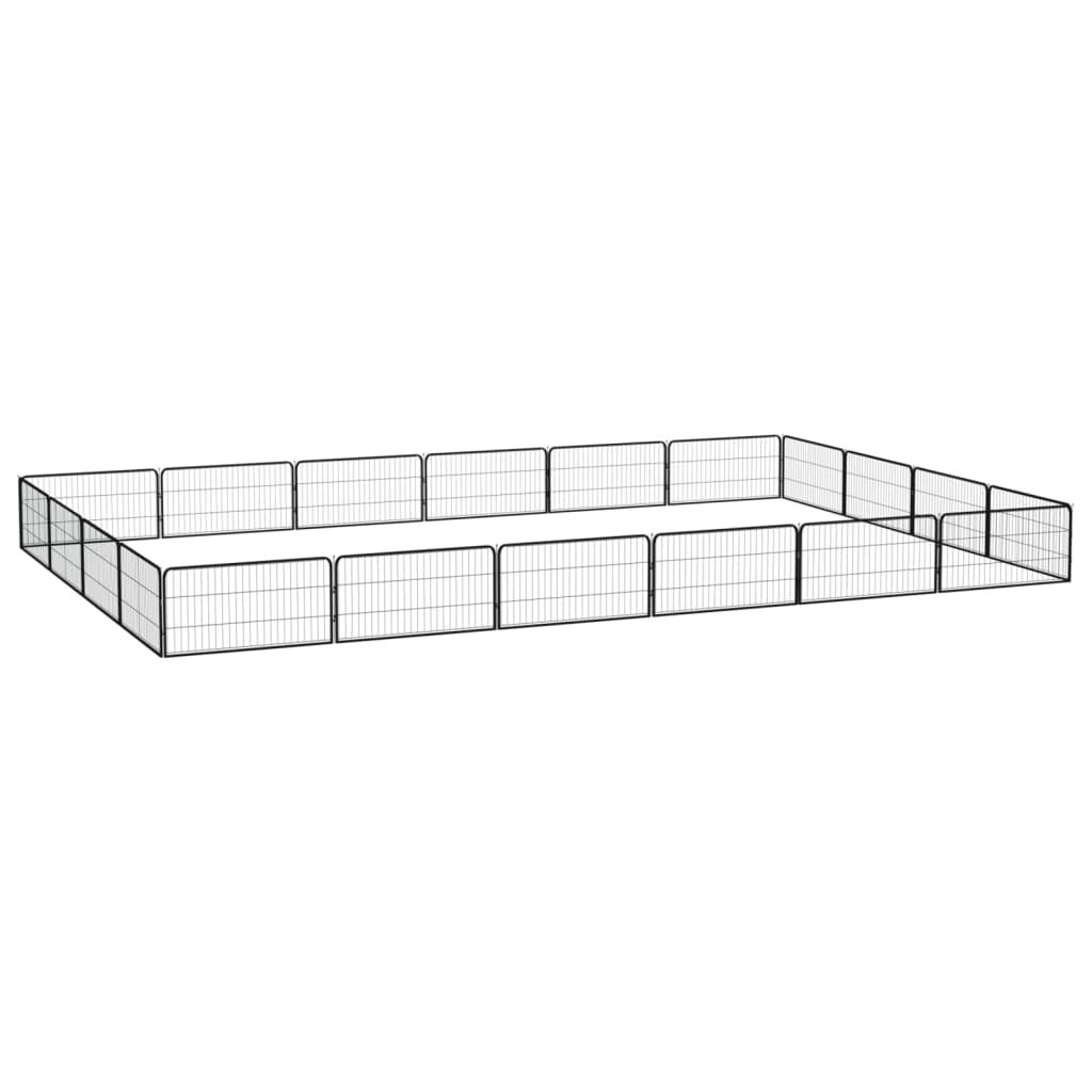 Țarc Câini 36 Panouri Negru 100X50 Cm Oțel Vopsit Electrostatic