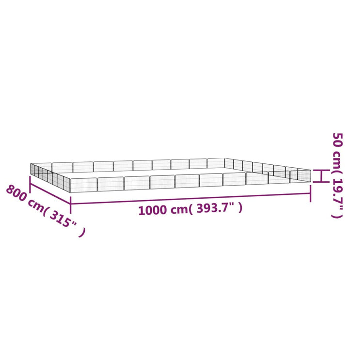 Țarc Câini 36 Panouri Negru 100X50 Cm Oțel Vopsit Electrostatic