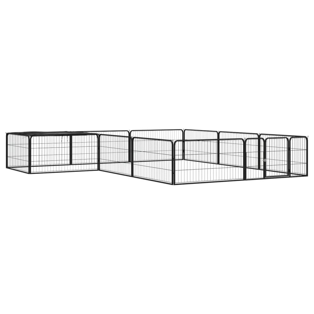 Țarc Câini 40 Panouri Negru 100X50 Cm Oțel Vopsit Electrostatic
