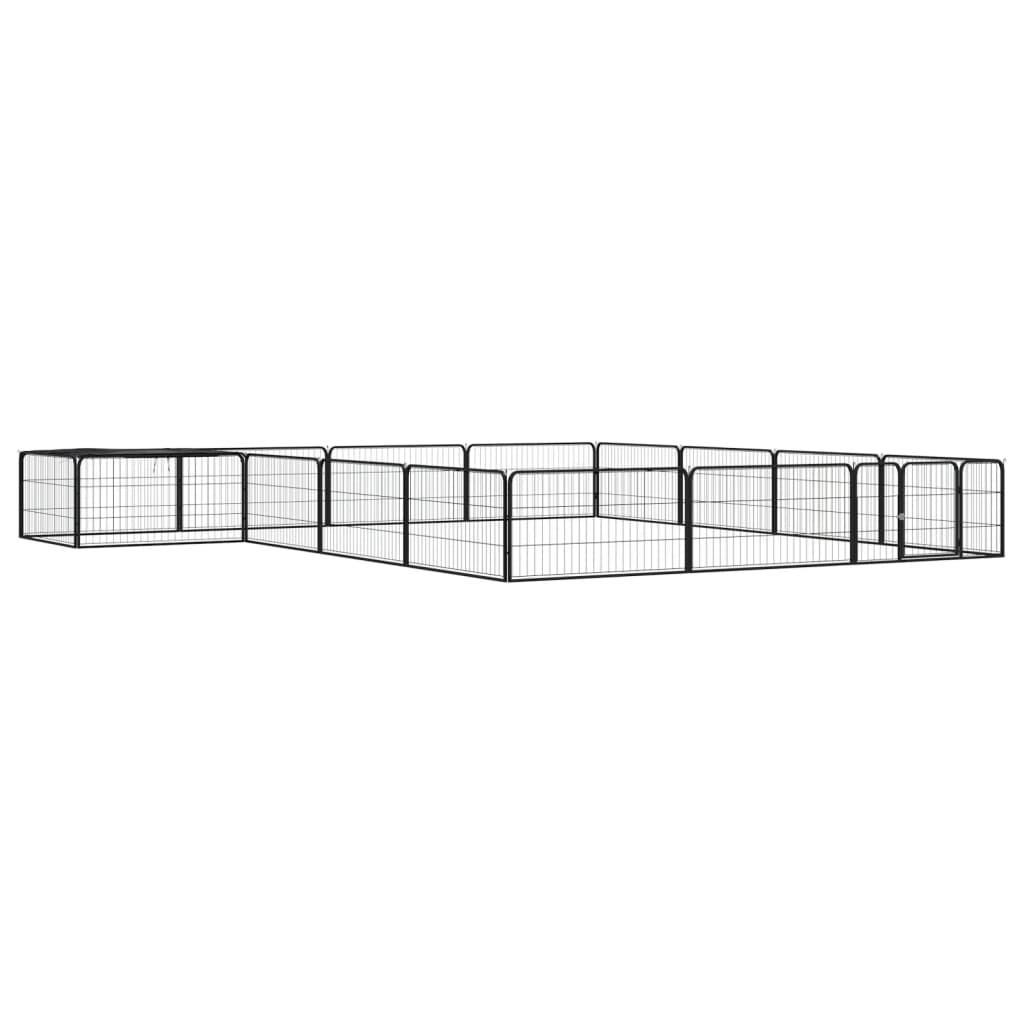 Țarc Câini 40 Panouri Negru 100X50 Cm Oțel Vopsit Electrostatic