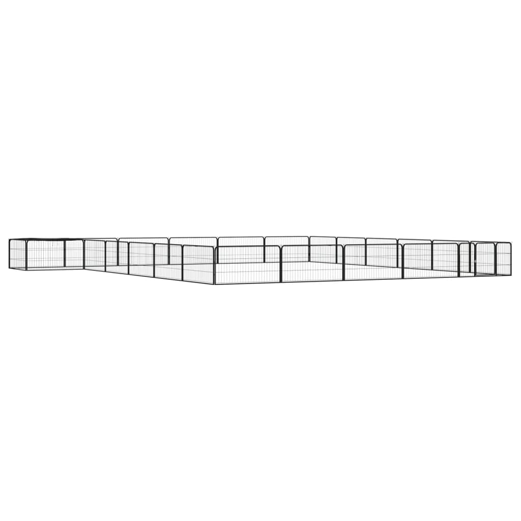 Țarc Câini 40 Panouri Negru 100X50 Cm Oțel Vopsit Electrostatic