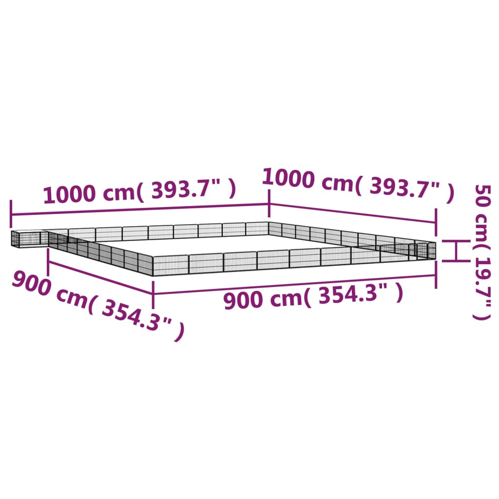 Țarc Câini 40 Panouri Negru 100X50 Cm Oțel Vopsit Electrostatic