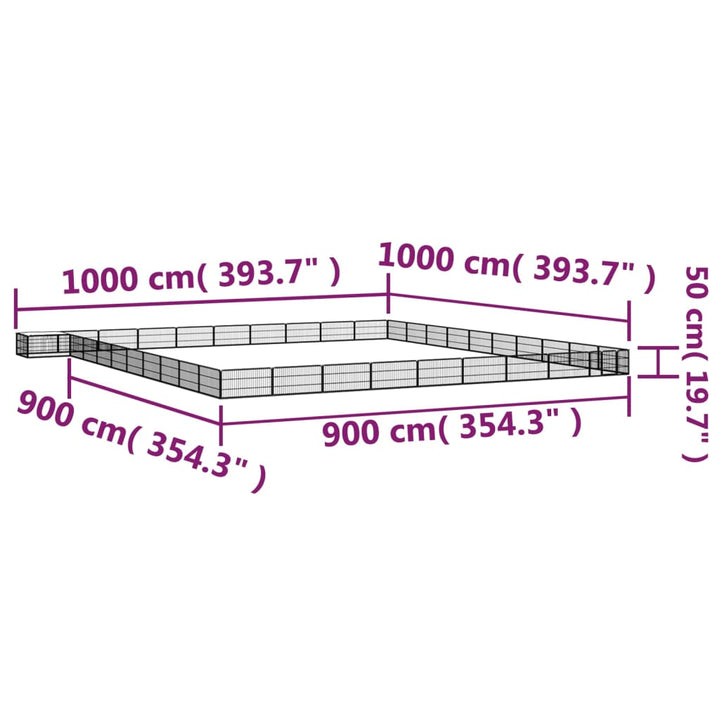 Țarc Câini 40 Panouri Negru 100X50 Cm Oțel Vopsit Electrostatic