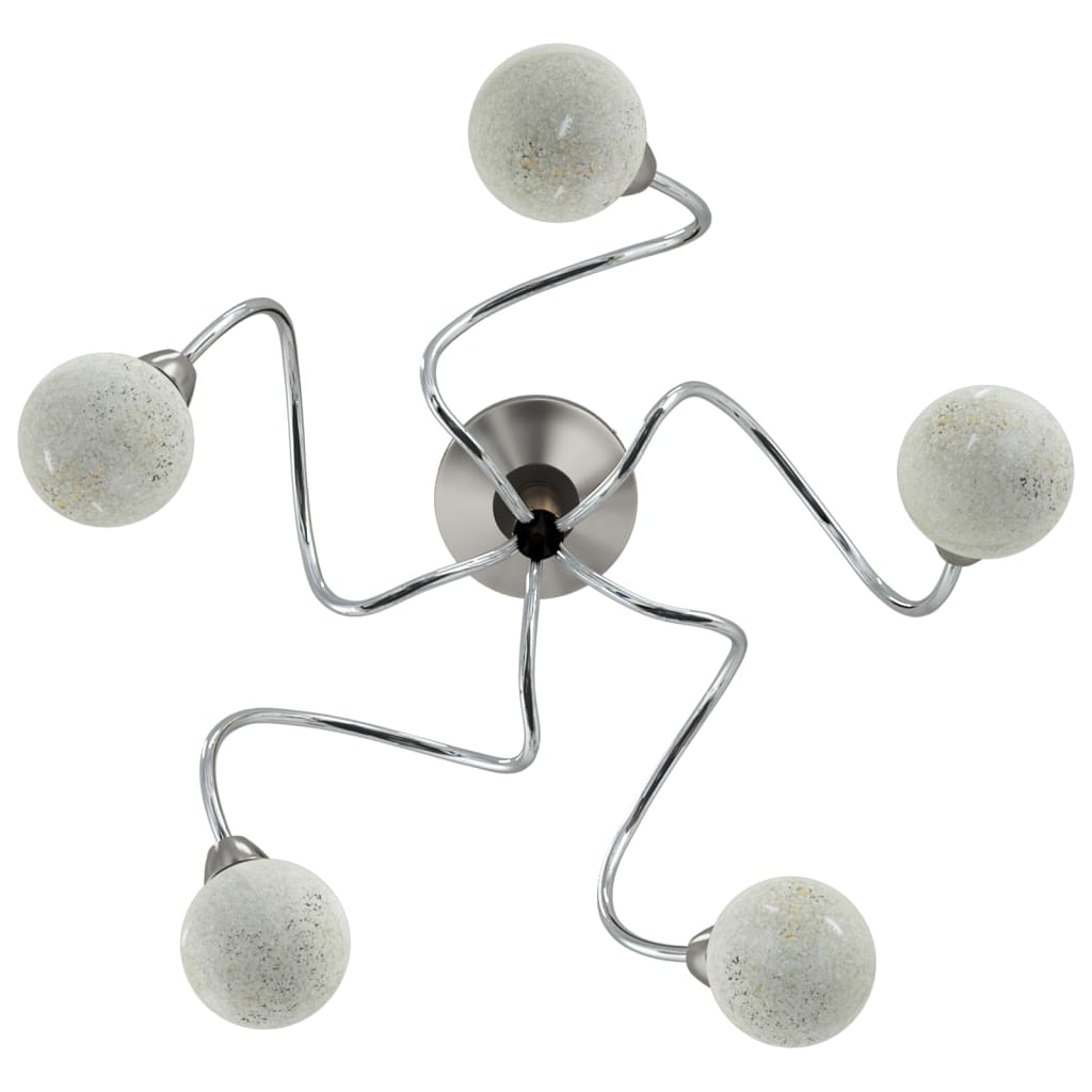Plafonieră Cu Abajururi Rotunde Din Sticlă, 5 Becuri Led G9