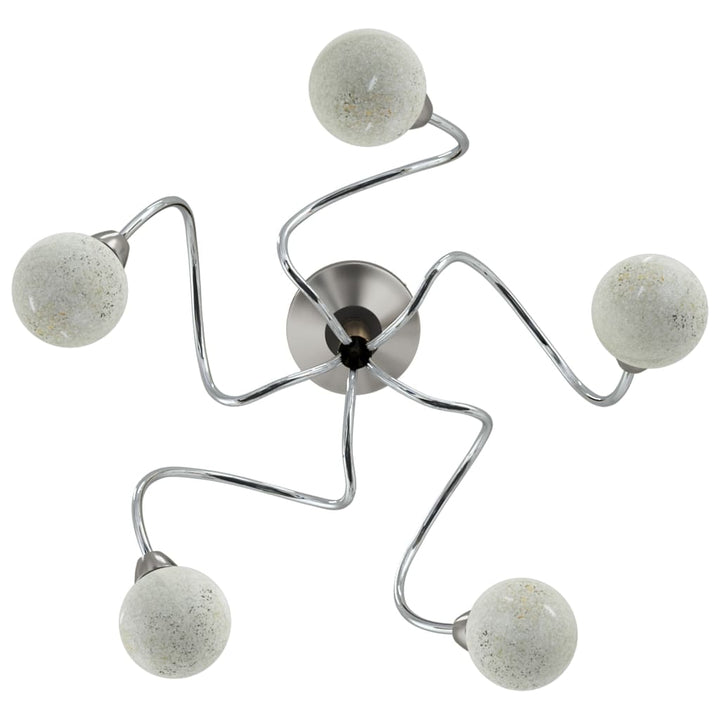 Plafonieră Cu Abajururi Rotunde Din Sticlă, 5 Becuri Led G9