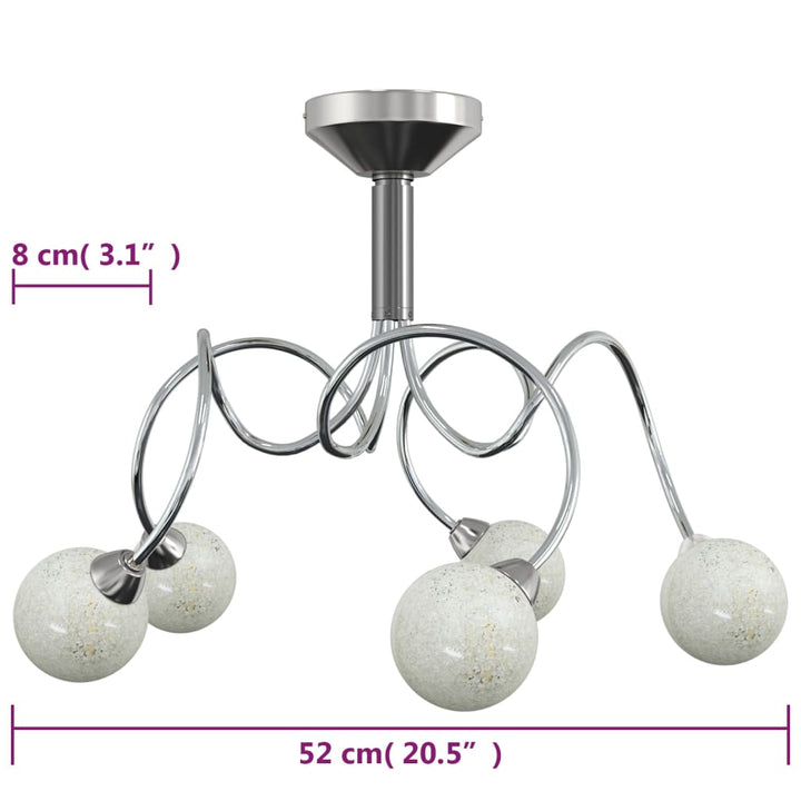 Plafonieră Cu Abajururi Rotunde Din Sticlă, 5 Becuri Led G9