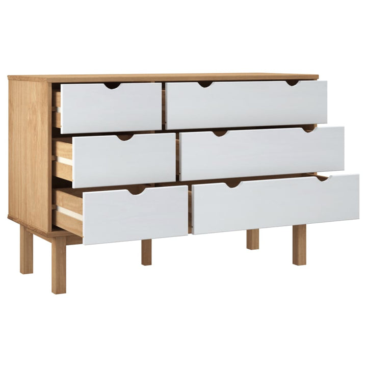 Dulap Cu Sertar Otta Maro/Alb, 111X43X73,5 Cm, Lemn Masiv Pin