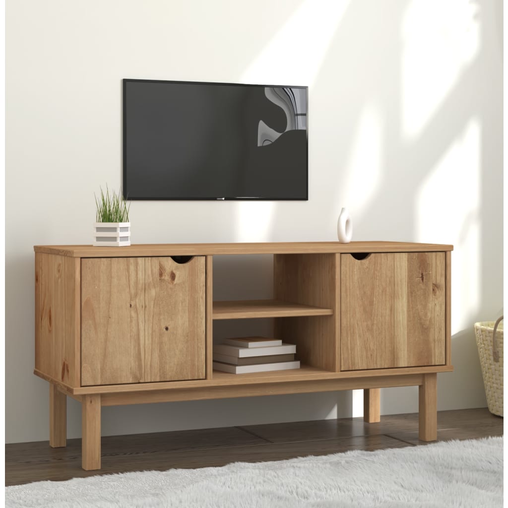 Dulap Tv Otta, Maro Și Gri, 113,5X43X57 Cm, Lemn Masiv De Pin