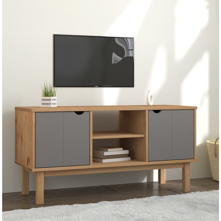 Dulap Tv Otta, Maro Și Gri, 113,5X43X57 Cm, Lemn Masiv De Pin