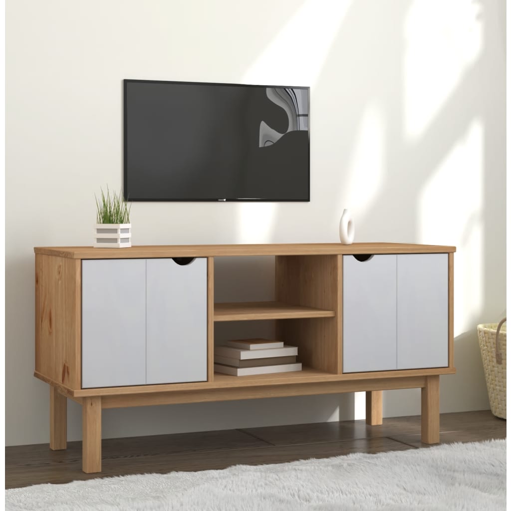 Dulap Tv Otta, Maro Și Gri, 113,5X43X57 Cm, Lemn Masiv De Pin