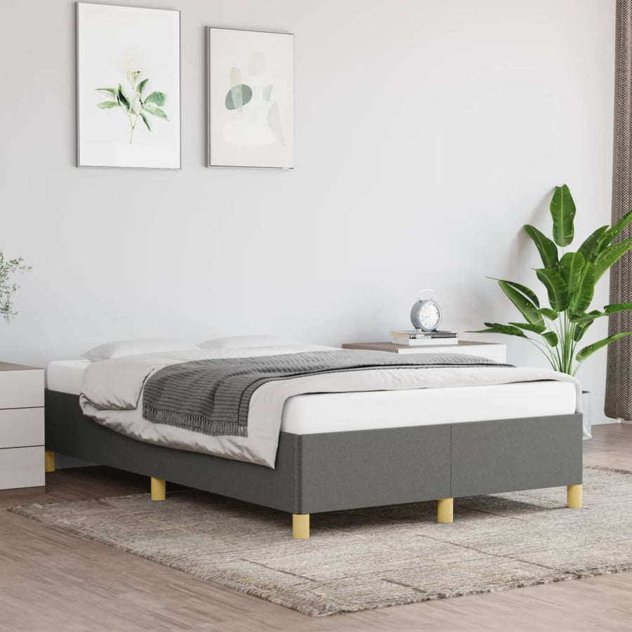 Cadru De Pat Fără Saltea, Gri Închis, 120X200 Cm, Textil