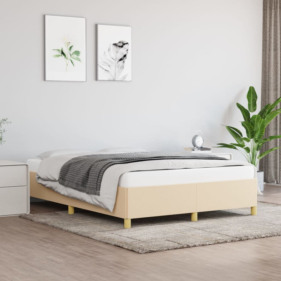 Cadru De Pat Fără Saltea, Crem, 140X200 Cm, Textil