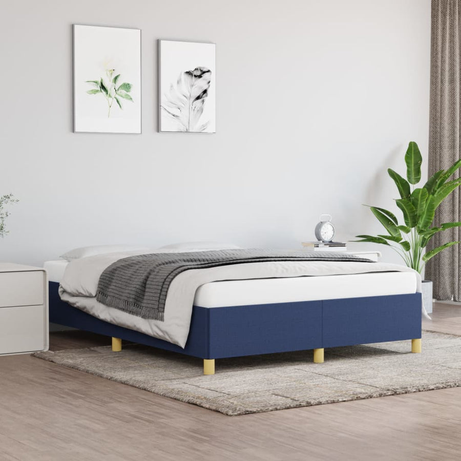 Cadru De Pat Fără Saltea, Albastru, 140X200 Cm, Textil