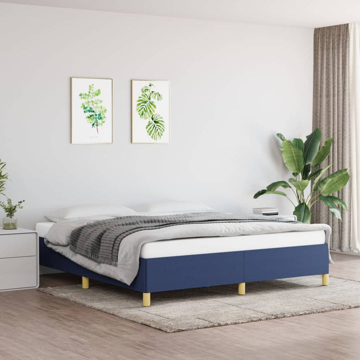 Cadru De Pat Fără Saltea, Albastru, 160X200 Cm, Textil