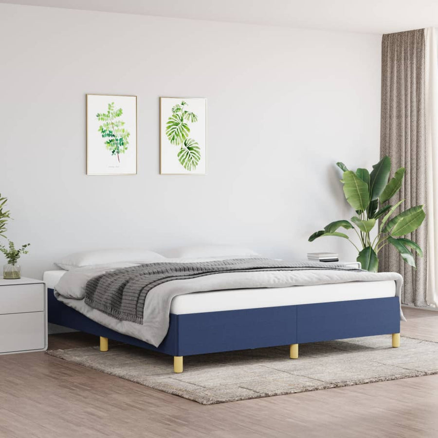 Cadru De Pat Fără Saltea, Albastru, 160X200 Cm, Textil
