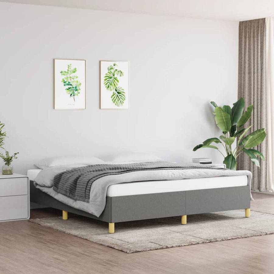 Cadru De Pat Fără Saltea, Gri Închis, 180X200 Cm, Textil