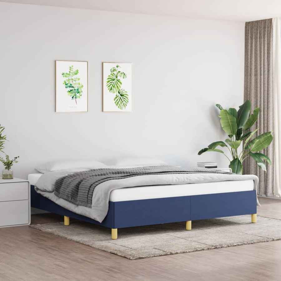 Cadru De Pat Fără Saltea, Albastru, 180X200 Cm, Textil