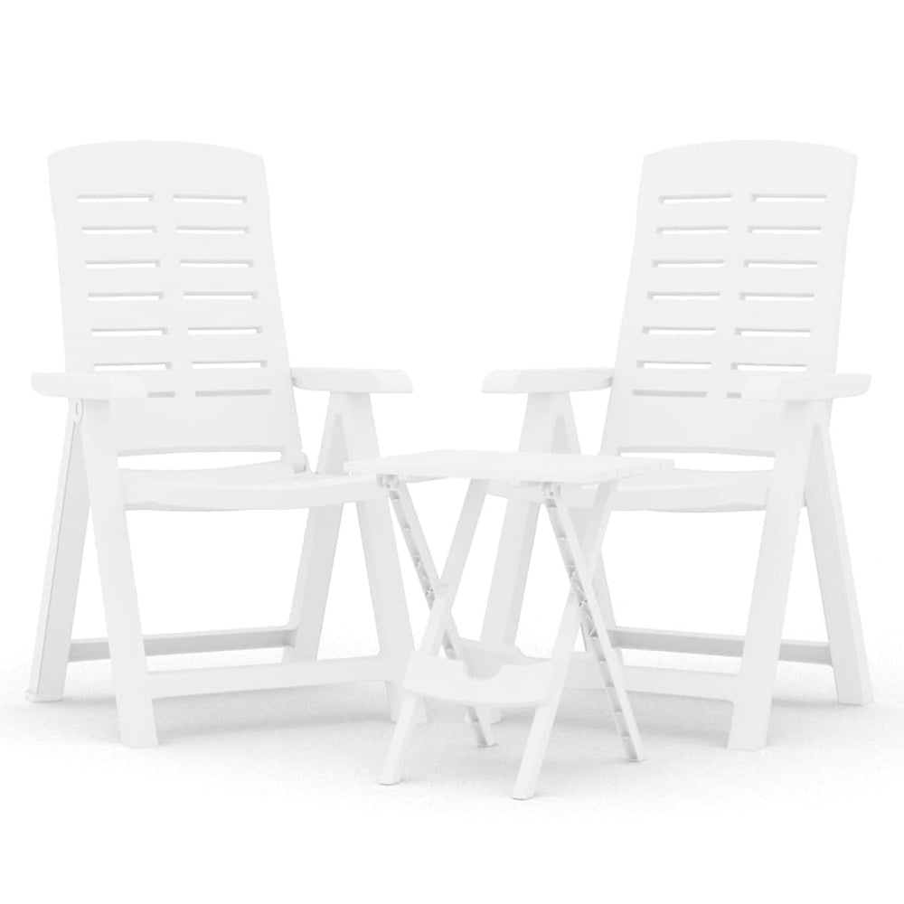 Set De Mobilier Pentru Grădină, 3 Piese, Alb, Polipropilenă
