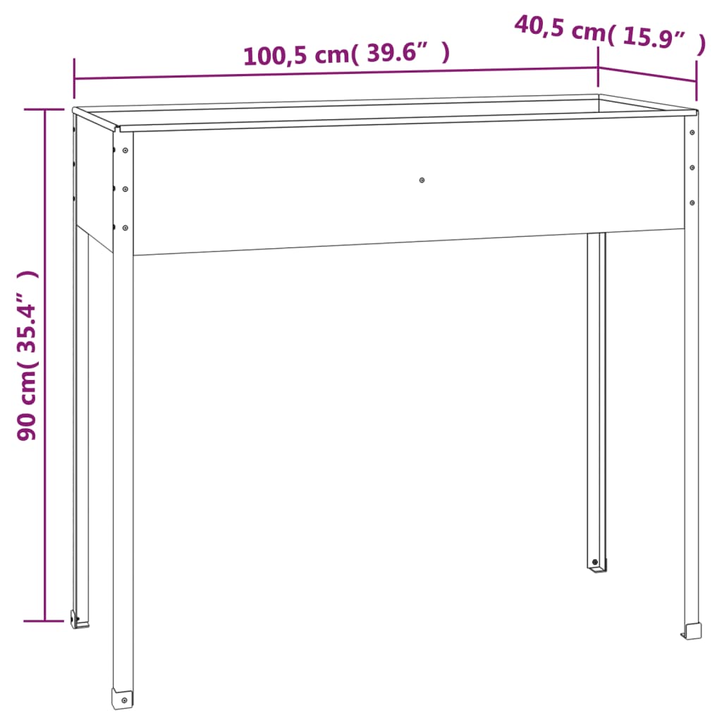 Jardinieră De Grădină Antracit 100,5X40,5X90 Cm Oțel Galvanizat