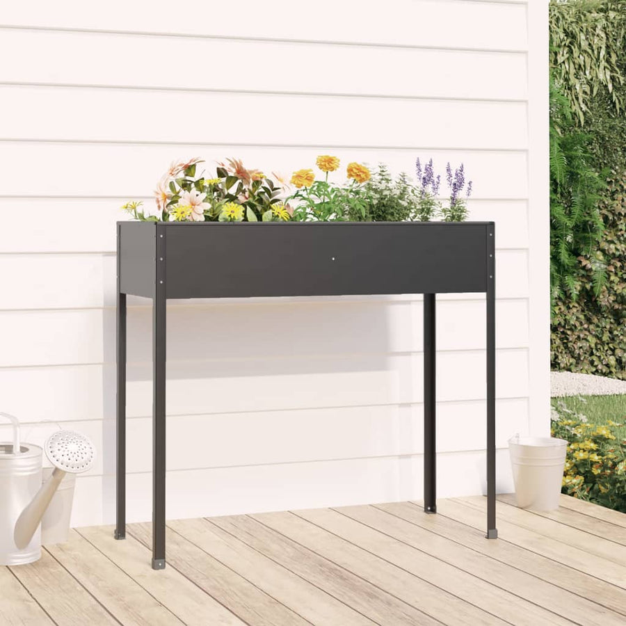 Jardinieră De Grădină Antracit 100,5X40,5X90 Cm Oțel Galvanizat