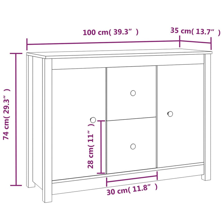 Servantă, , 100X35X74 Cm, Lemn Masiv De Pin