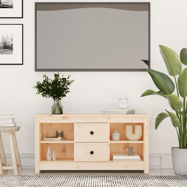 Comodă Tv, 103X36,5X52 Cm, Lemn Masiv De Pin