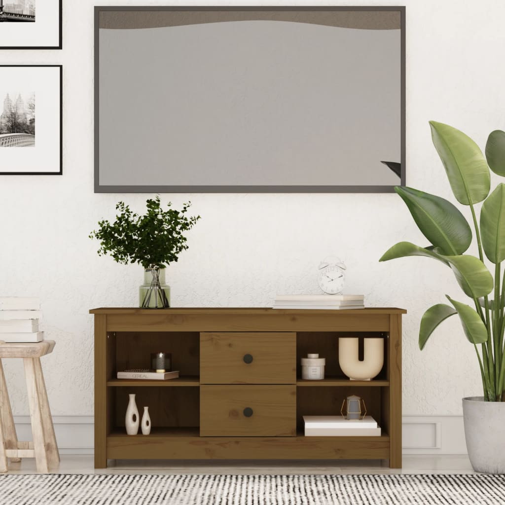 Comodă Tv, 103X36,5X52 Cm, Lemn Masiv De Pin