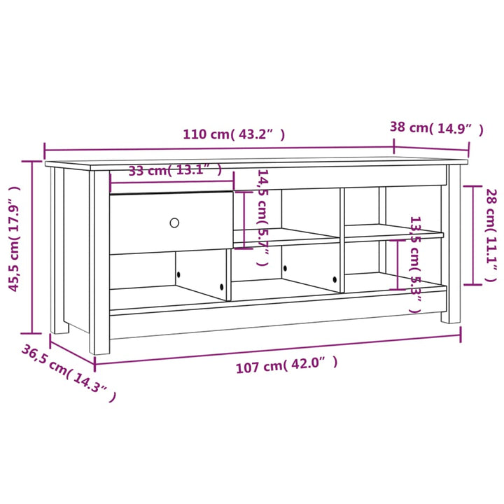 Dulap Pentru Pantofi, , 110X38X45,5 Cm, Lemn Masiv Pin