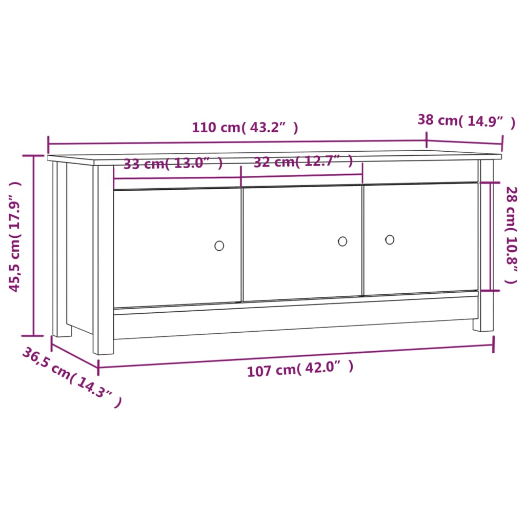 Dulap Pentru Pantofi, 110X38X45,5 Cm, Lemn Masiv De Pin