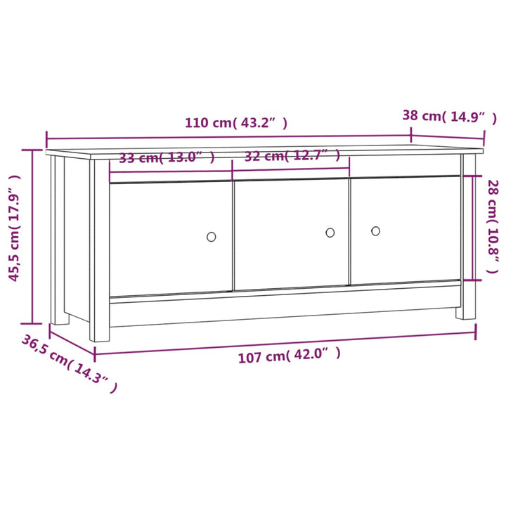 Dulap Pentru Pantofi, 110X38X45,5 Cm, Lemn Masiv De Pin