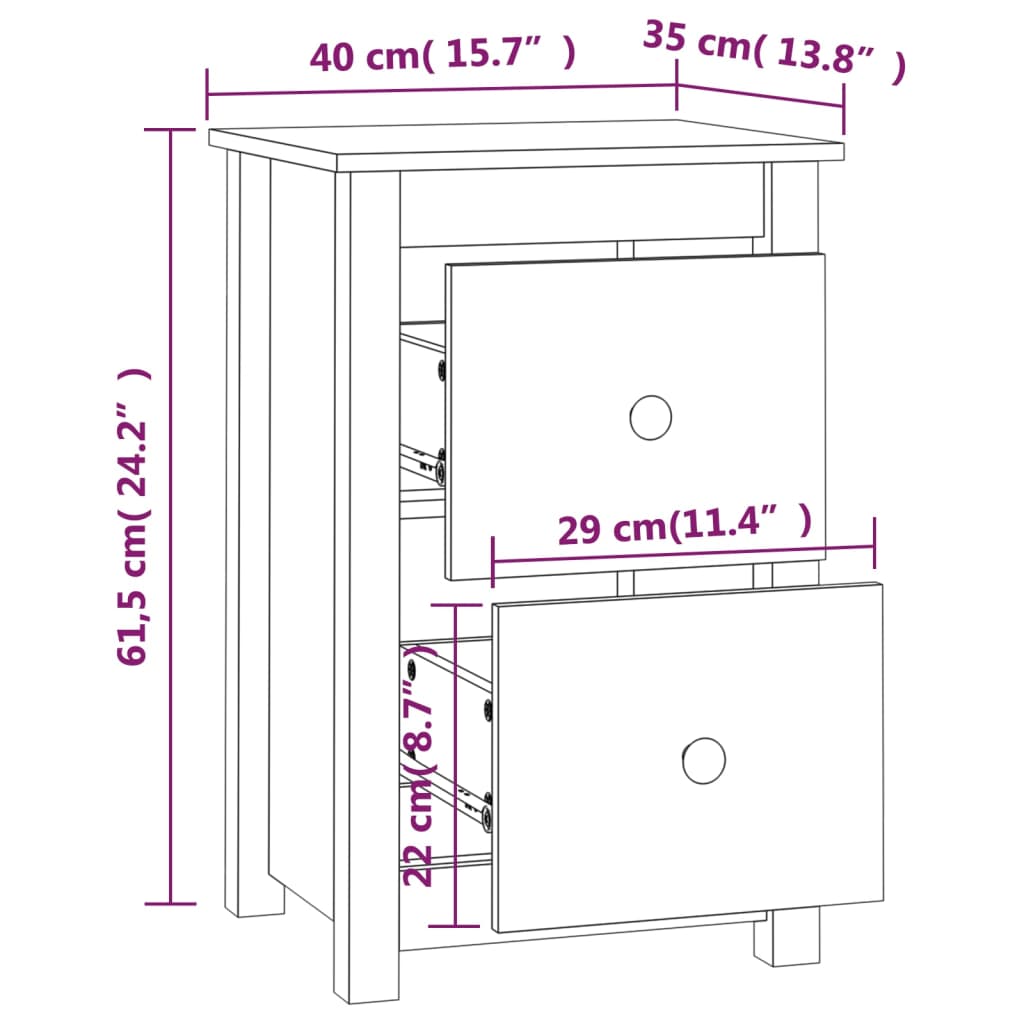Noptiere, 2 Buc, , 40X35X61,5 Cm, Lemn Masiv De Pin