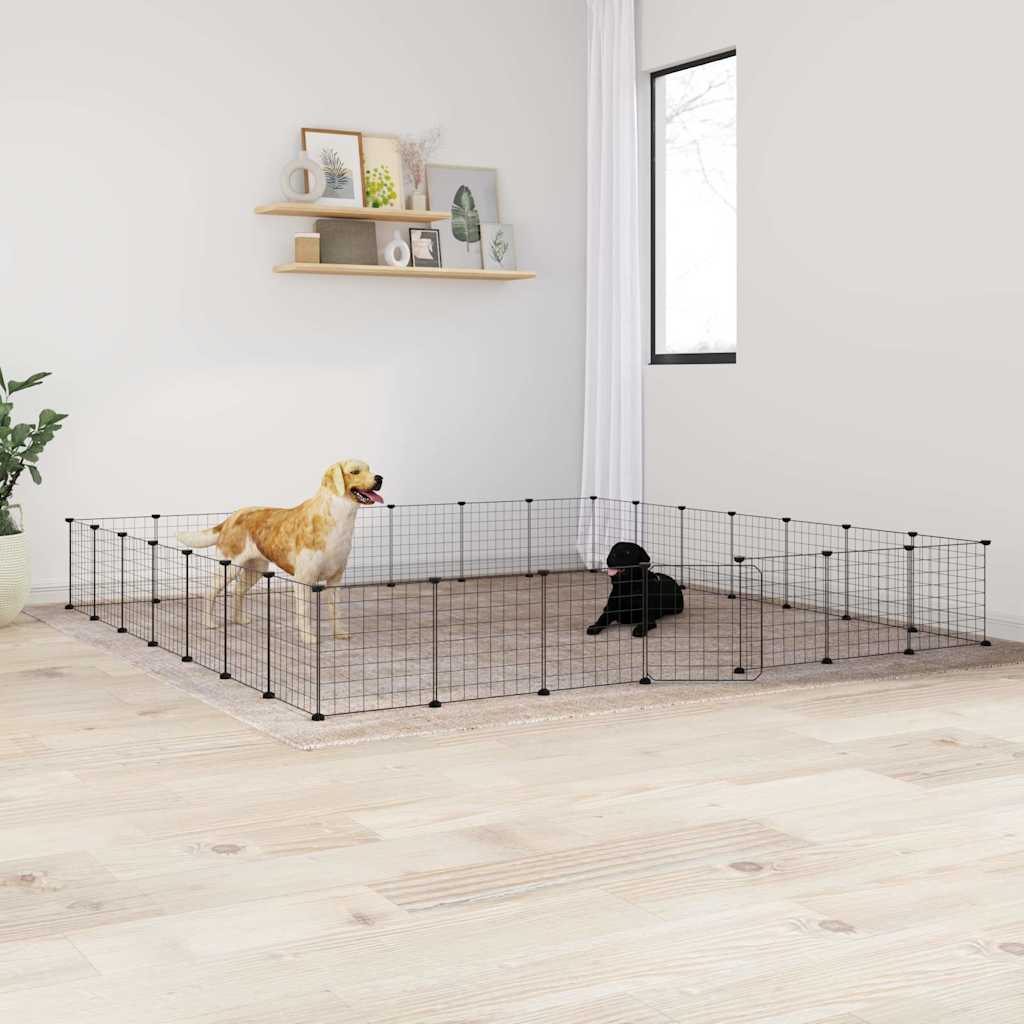 Cușcă Animale De Companie Cu Ușă 36 Panouri Negru 35X35 Cm Oțel
