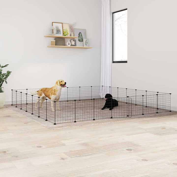 Cușcă Animale De Companie Cu Ușă 36 Panouri Negru 35X35 Cm Oțel