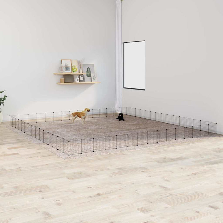 Cușcă Animale De Companie Cu Ușă 36 Panouri Negru 35X35 Cm Oțel