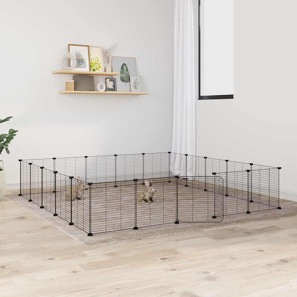 Cușcă Animale De Companie Cu Ușă 36 Panouri Negru 35X35 Cm Oțel