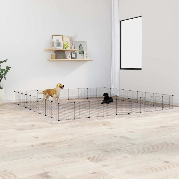 Cușcă Animale De Companie Cu Ușă 36 Panouri Negru 35X35 Cm Oțel