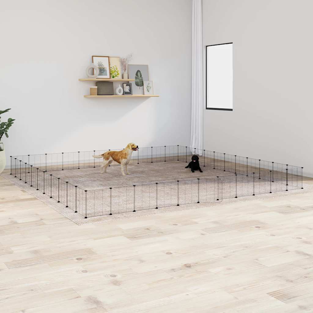 Cușcă Animale De Companie Cu Ușă 36 Panouri Negru 35X35 Cm Oțel