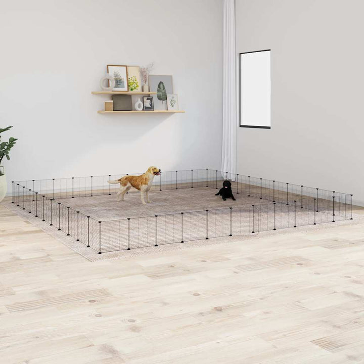 Cușcă Animale De Companie Cu Ușă 36 Panouri Negru 35X35 Cm Oțel