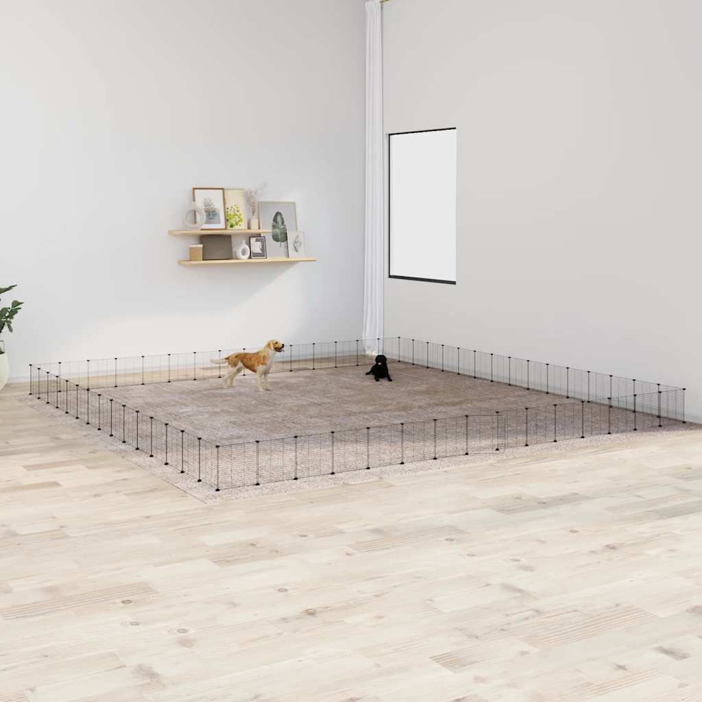 Cușcă Animale De Companie Cu Ușă 36 Panouri Negru 35X35 Cm Oțel