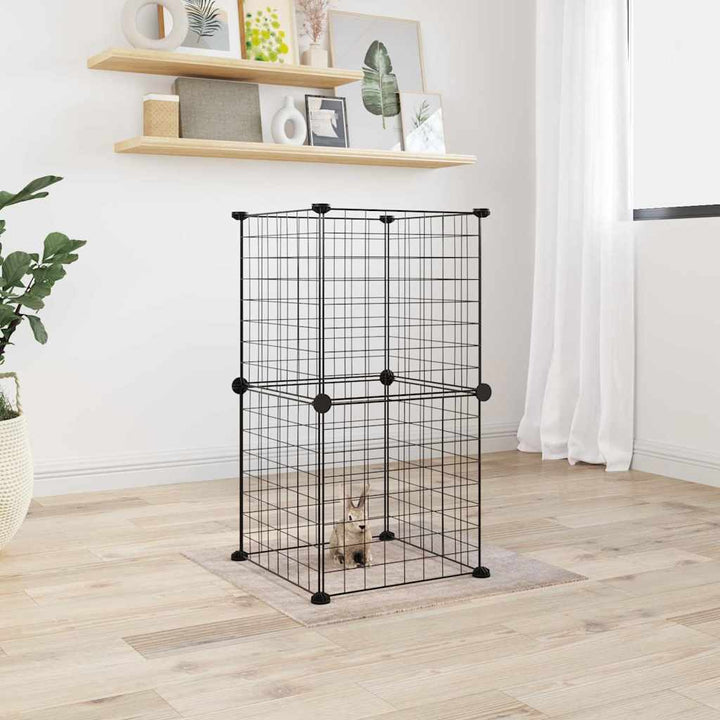 Cușcă Animale De Companie Cu Ușă 60 Panouri Negru 35X35 Cm Oțel
