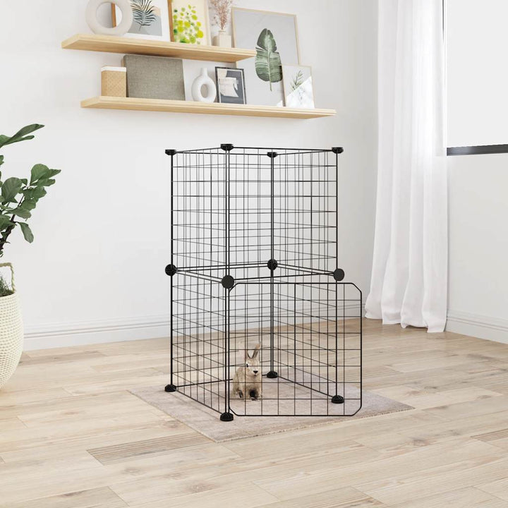Cușcă Animale De Companie Cu Ușă 60 Panouri Negru 35X35 Cm Oțel
