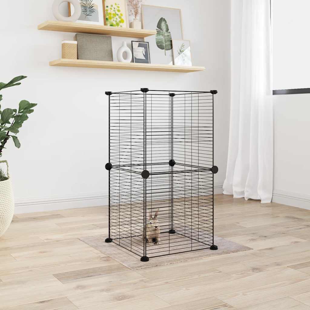 Cușcă Animale De Companie Cu Ușă 60 Panouri Negru 35X35 Cm Oțel