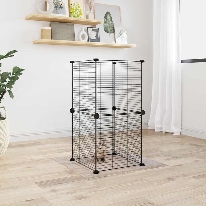 Cușcă Animale De Companie Cu Ușă 60 Panouri Negru 35X35 Cm Oțel