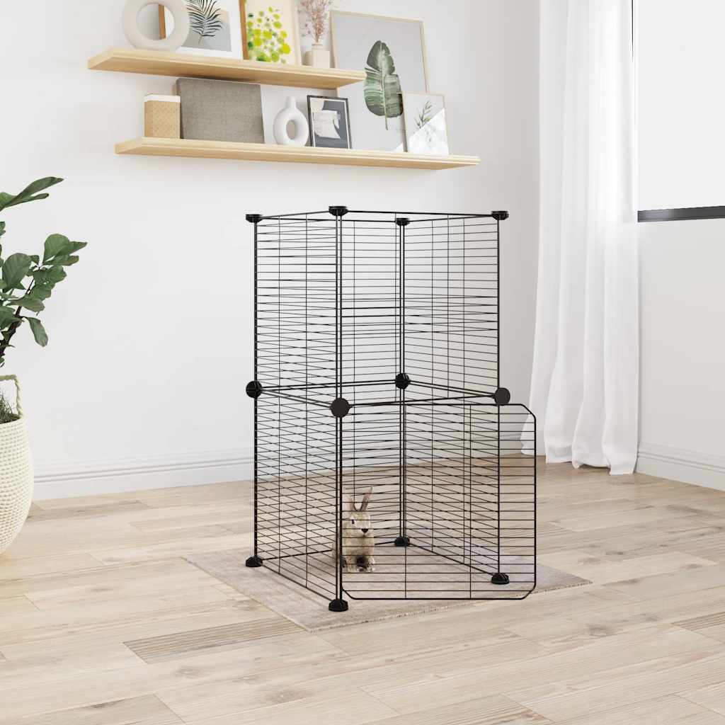 Cușcă Animale De Companie Cu Ușă 60 Panouri Negru 35X35 Cm Oțel
