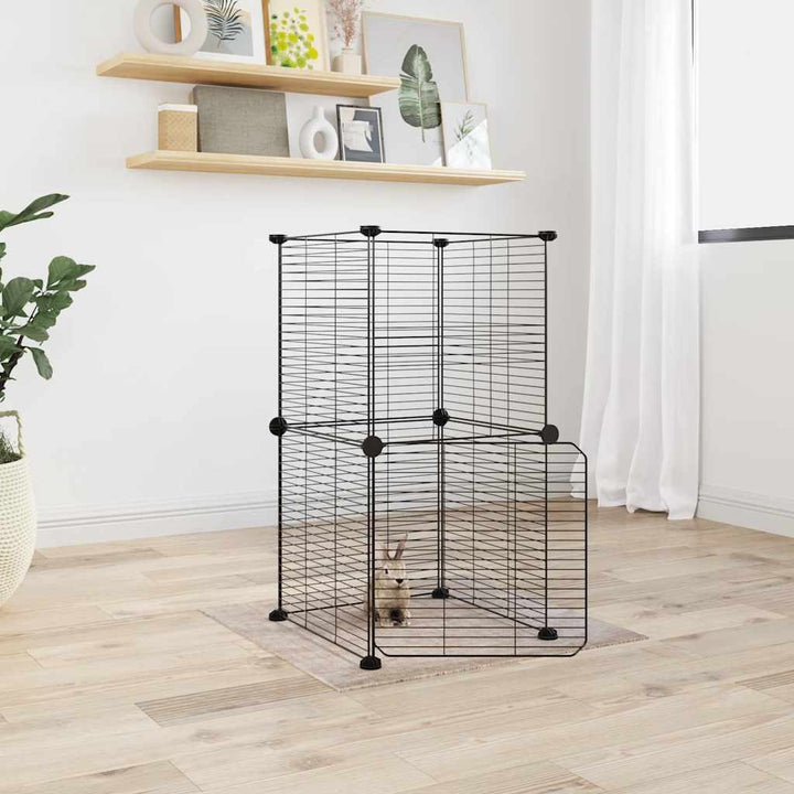 Cușcă Animale De Companie Cu Ușă 60 Panouri Negru 35X35 Cm Oțel