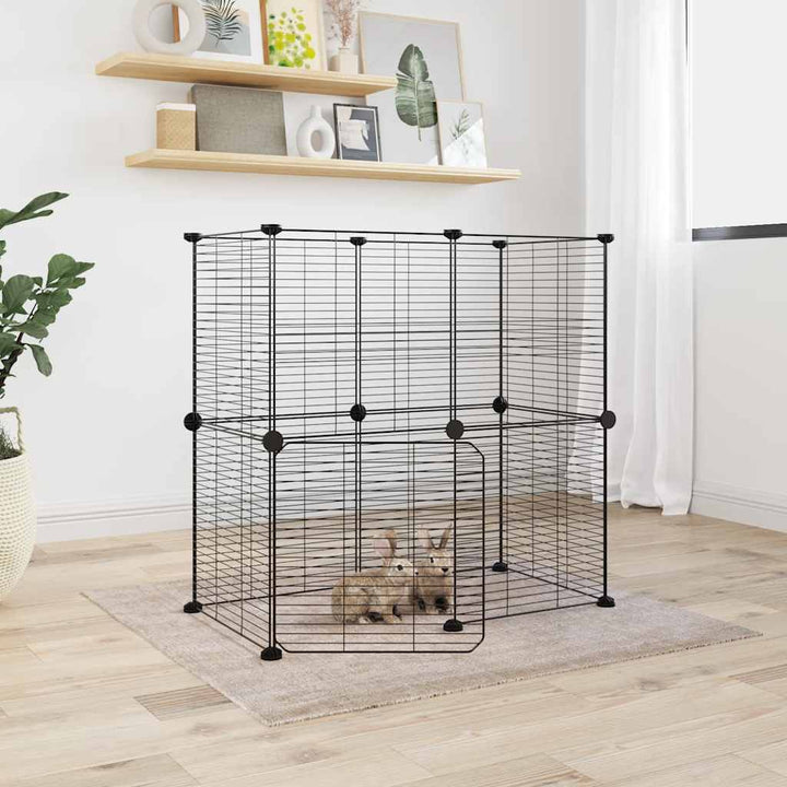 Cușcă Animale De Companie Cu Ușă 60 Panouri Negru 35X35 Cm Oțel