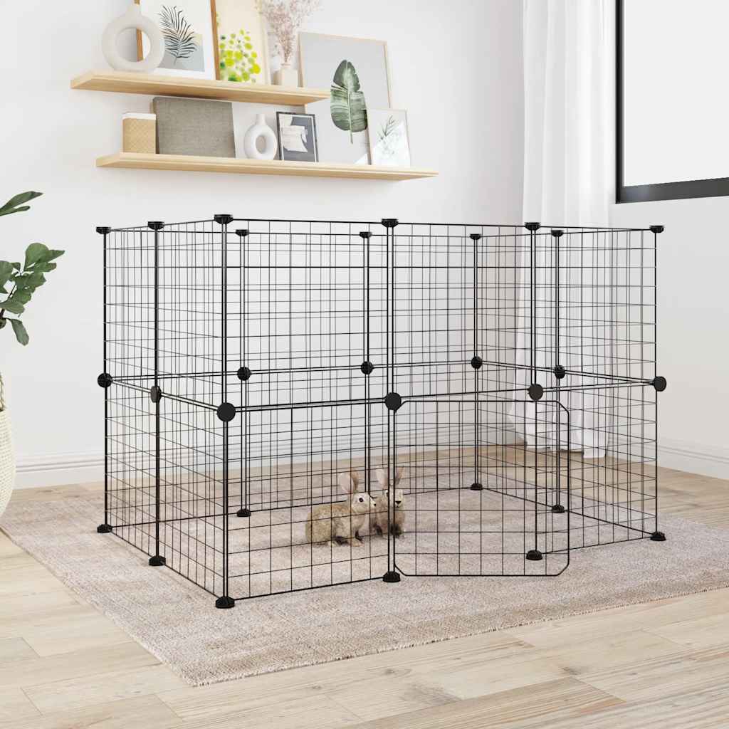 Cușcă Animale De Companie Cu Ușă 60 Panouri Negru 35X35 Cm Oțel